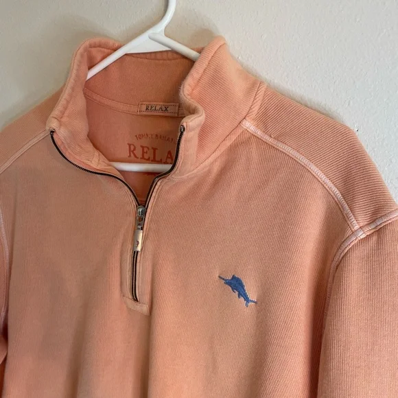 Tommy Bahama orange quarter zip pullover medium